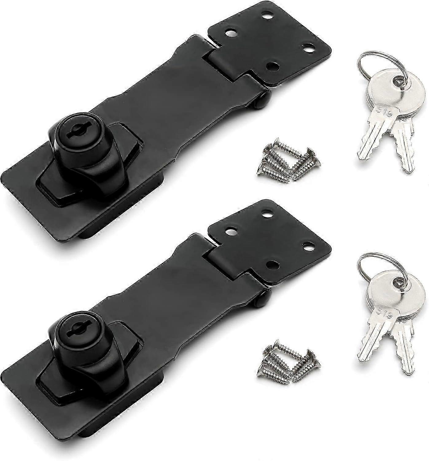 2Pcs Keyed Hasp Locks 2.5Inch,3Inch,4Inch Twist Knob Keyed Locking Hasp,Metal Safety Hasp Latches Keyed Different for Small Doors