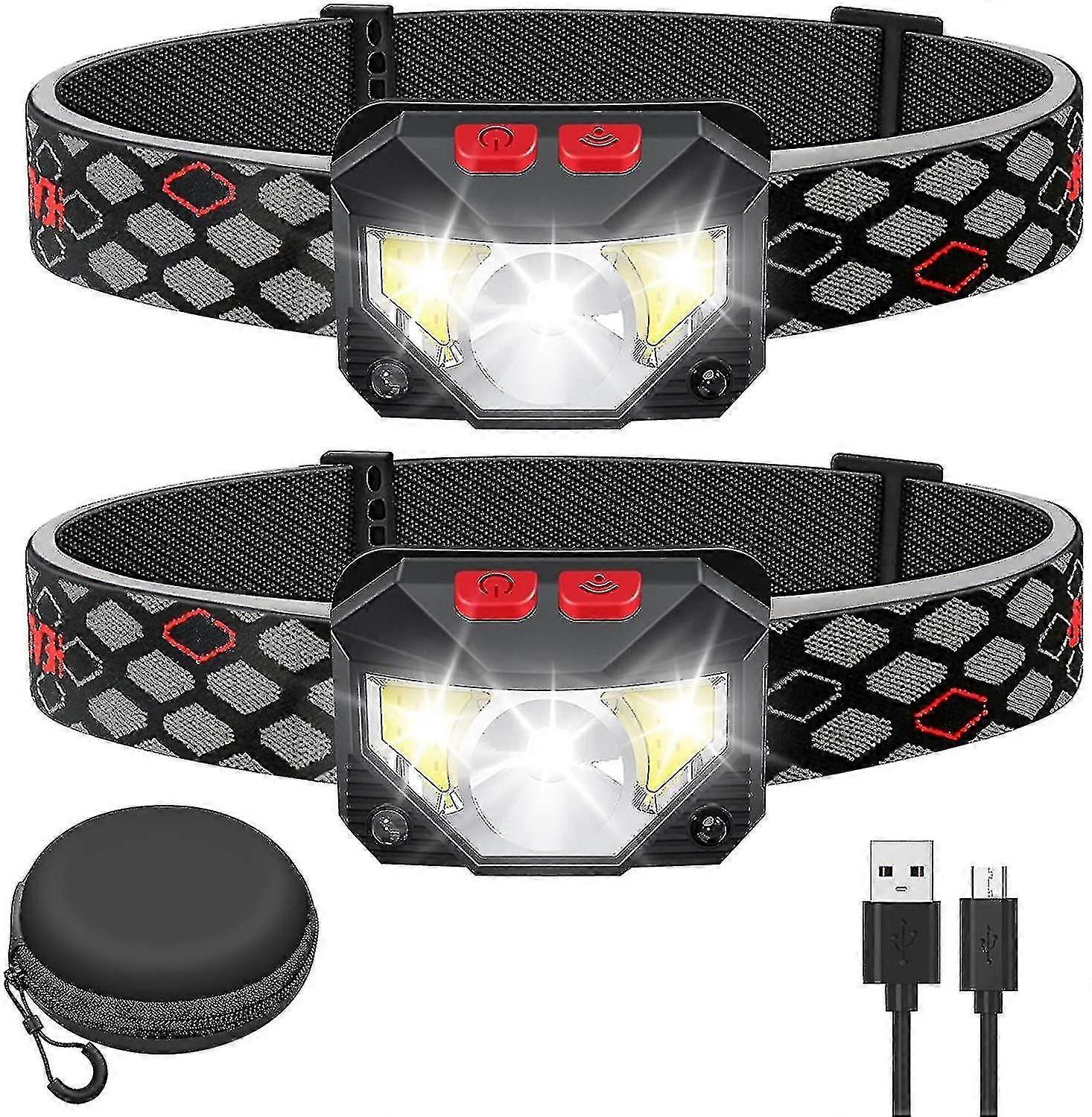 LED Rechargeable Head Torch, 800 Lumen Ultra-Bright Headlamp with White & Red Light