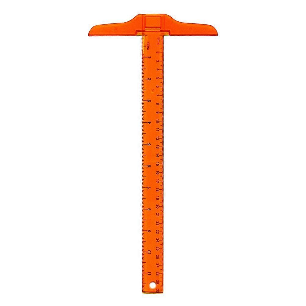 2PCS 30cm T-Square Double Side Scale T Shape Ruler Plastic Measuring Tool for Drafting and General Layout Work - inch/cm (Orange)