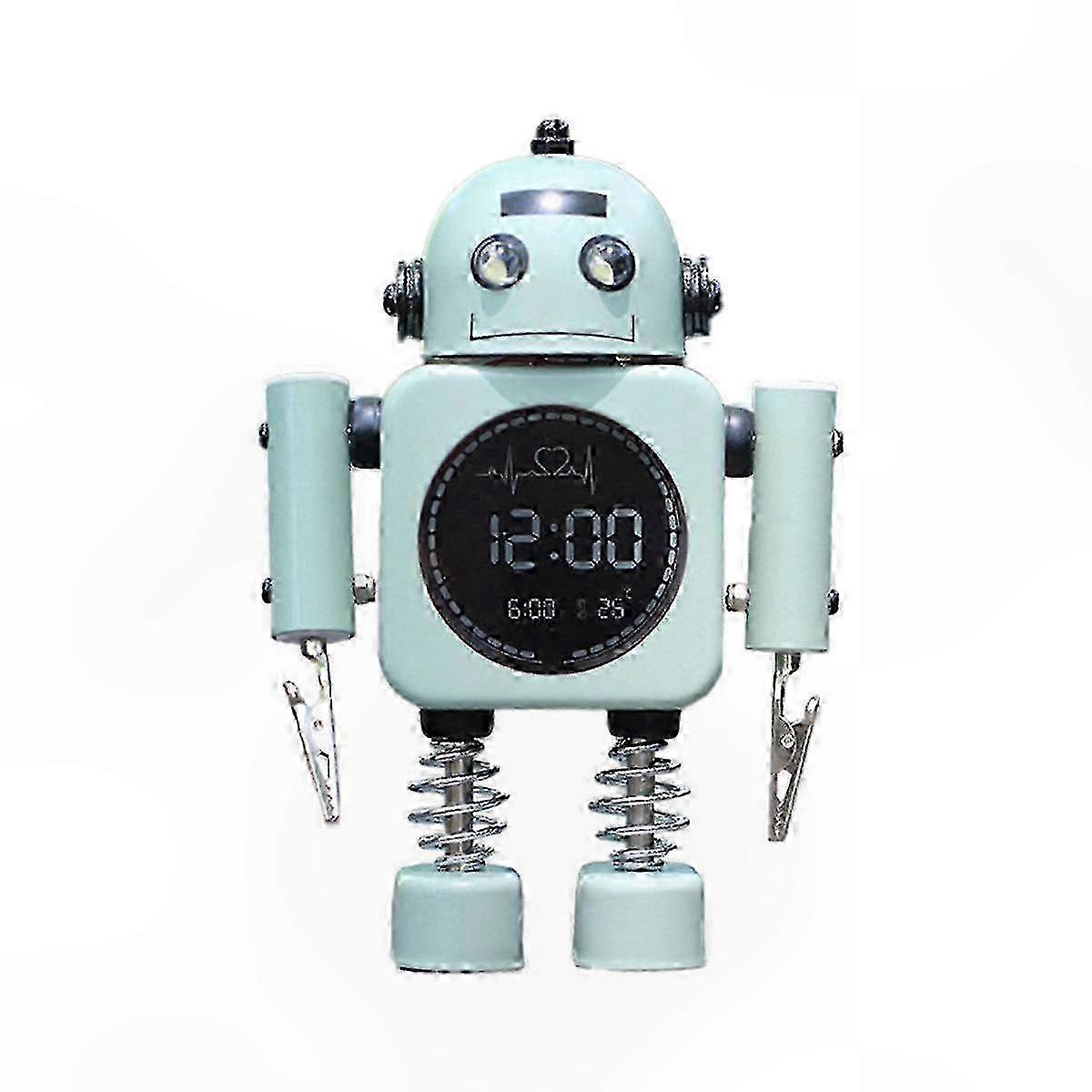 Digital Metal Robot Alarm Clock with Silent Display for Students, Kids, and Adults