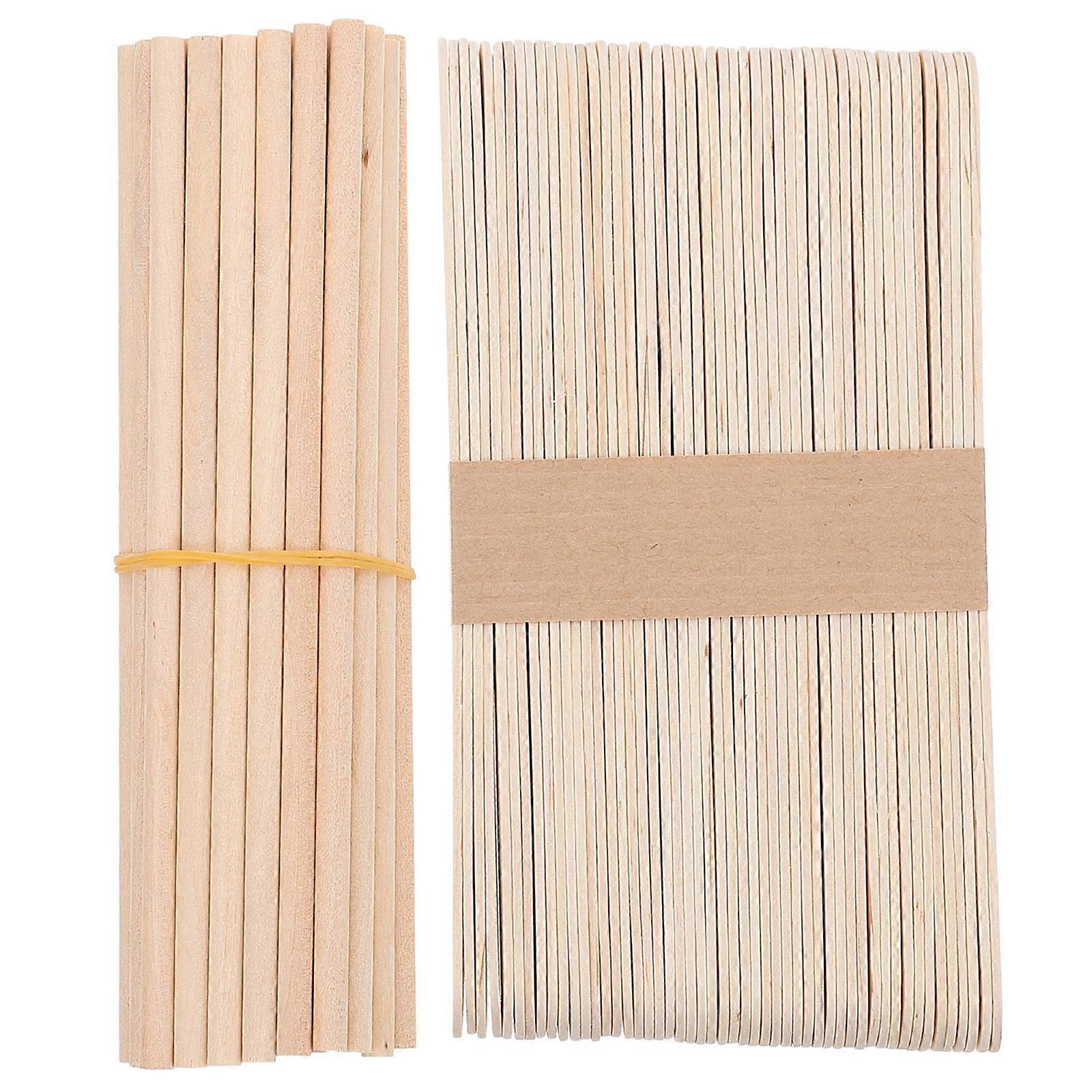 100 Pcs Wooden Ice Pop Sticks for DIY Craft and Popsicle Making Jumbo Rods