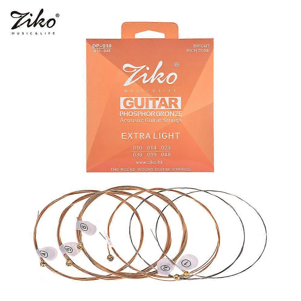 Extra Light Acoustic Guitar Strings 6-String Set Phosphor Bronze Wound Hexagon Alloy Wire Corrosion Resistant Durable