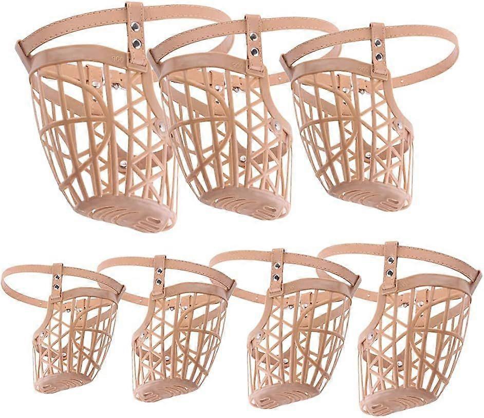 1set Dog Muzzles Set - Adjustable Plastic Basket Muzzle with Pu Leather Straps -