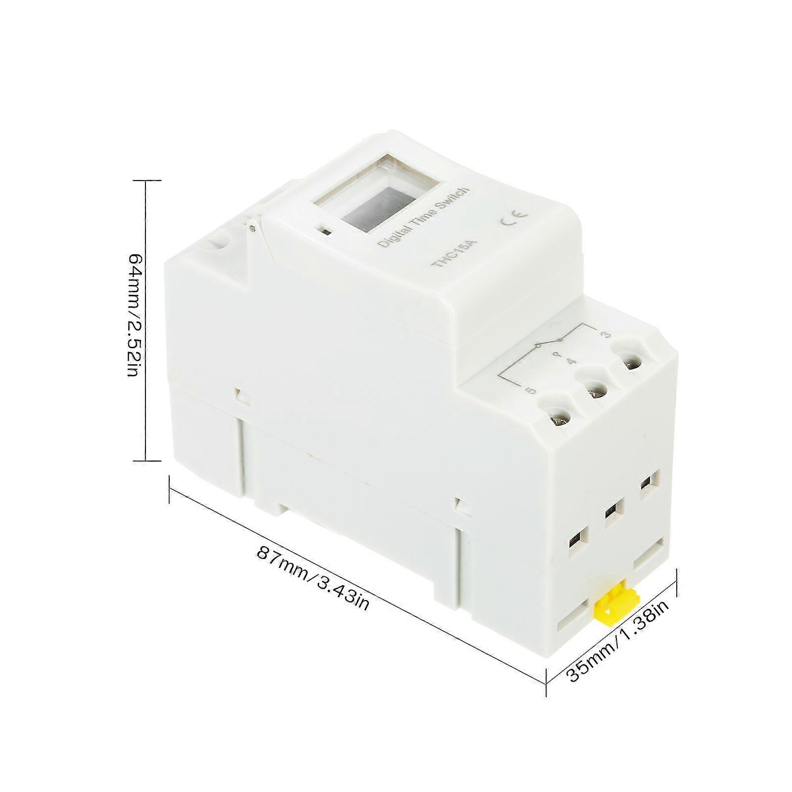 THC15A Digital LCD Power Programmable Timer Switch Relay 16A Amp Electronic Weekly 7 Days 16 On & Off Relay Timer Control AC 110V Din Rail Mount Timin