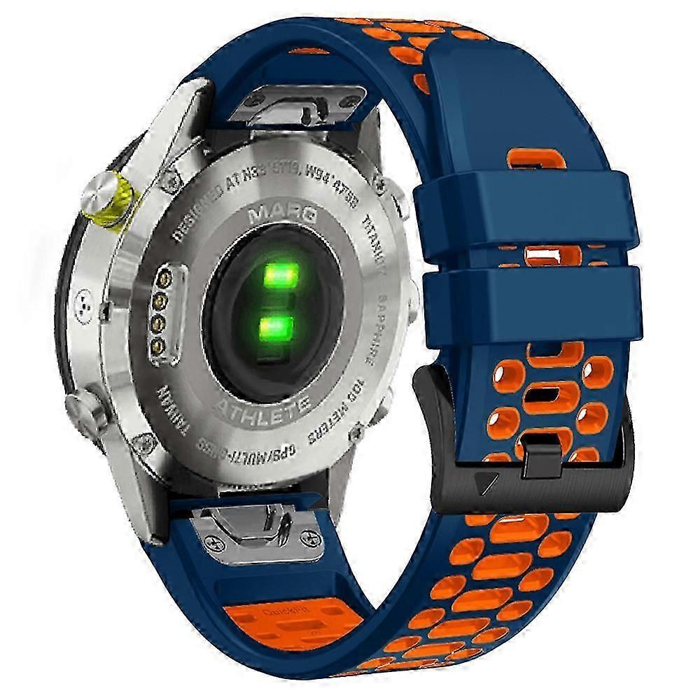 For Garmin Fenix 7X/ 7X Pro/ 6X Quickfit 26mm Watch Band Three Row Holes Dual Color Silicone Strap