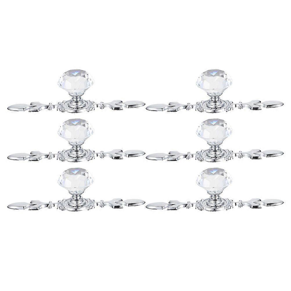 6Pcs Metal Drawer Knobs Crystal Cabinet Handle Wardrobe Drawer Pull Knob Dresser Drawer Knobs