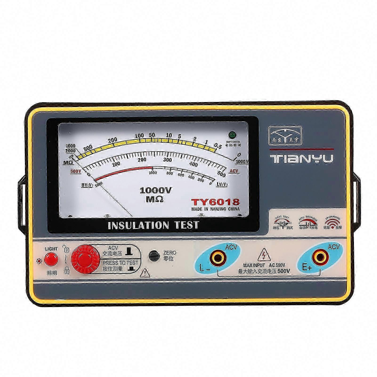 Digital Insulation Resistance Meter 0-2000M 1000V Megohmmeter Handheld Megger Tester High Accuracy Insulation Measurement Ohmmeter