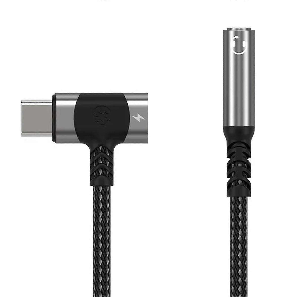 2 in 1 USB C to 3.5mm Jack Audio Adapter PD Fast Charging Cable Type C Headphone Adapter Converter Silver