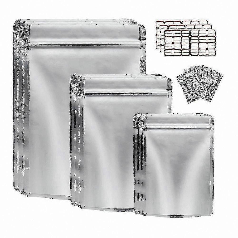 50-Pack Resealable Mylar Bags for Food Storage with Oxygen Absorbers, Ideal for Grains and Nuts