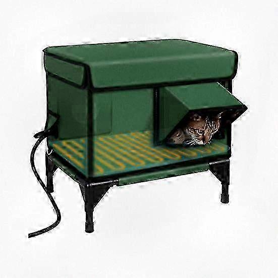 2025 Outdoor Heated Cat House for Winter, Weatherproof Feral Cat Shelter with Heating Pad, Large Insulated Cat House for Outdoor Cats
