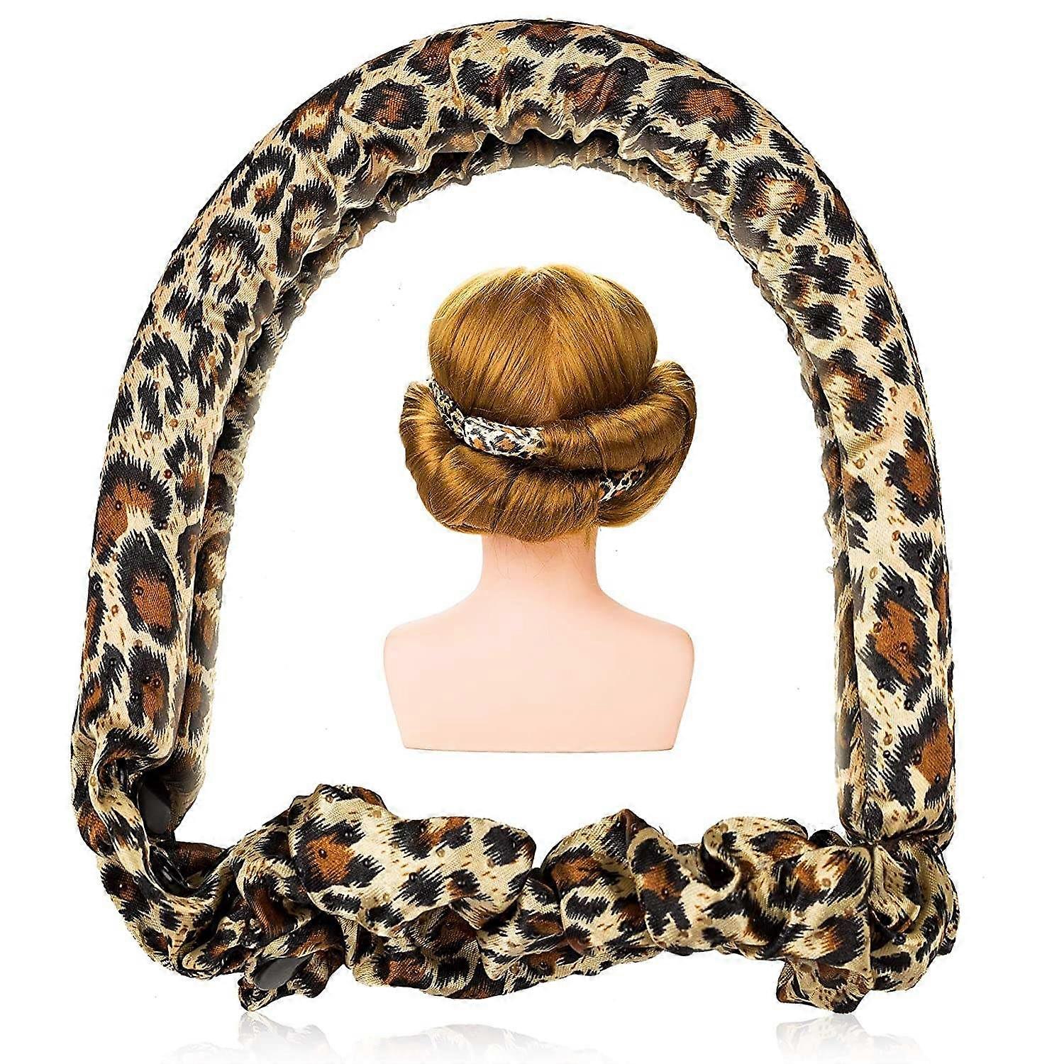 Heatless Curl Ribbon, Extra Large Ribbon Diy Big Barrel Curlers, Heatless Hair Curlers(Leopard)