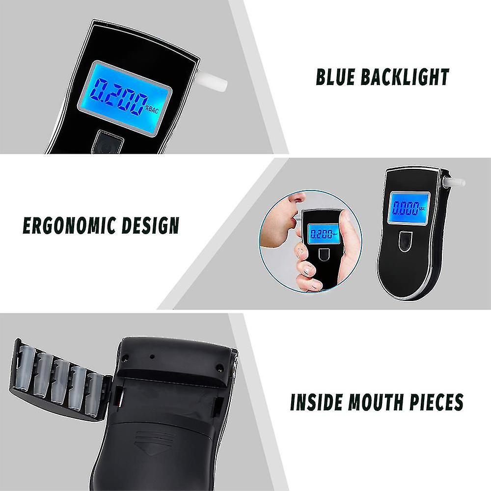 Digital Smart Breathe Analyser Alcohol Tester 5 Mouthpieces With LCD Display High Accuracy & Professional Tester