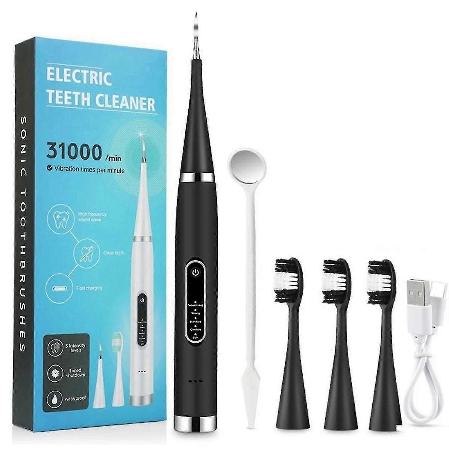 Electric Teeth Cleaner Black(3 X Head)