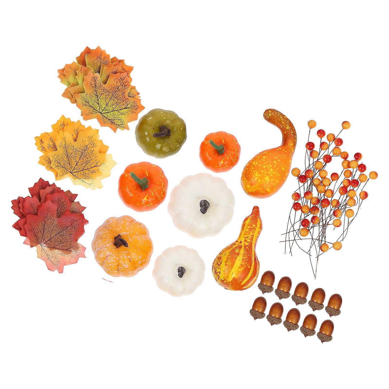120Pcs Halloween Decorations Simulation Pumpkin Maple Leaf Gourd Models Photo Props