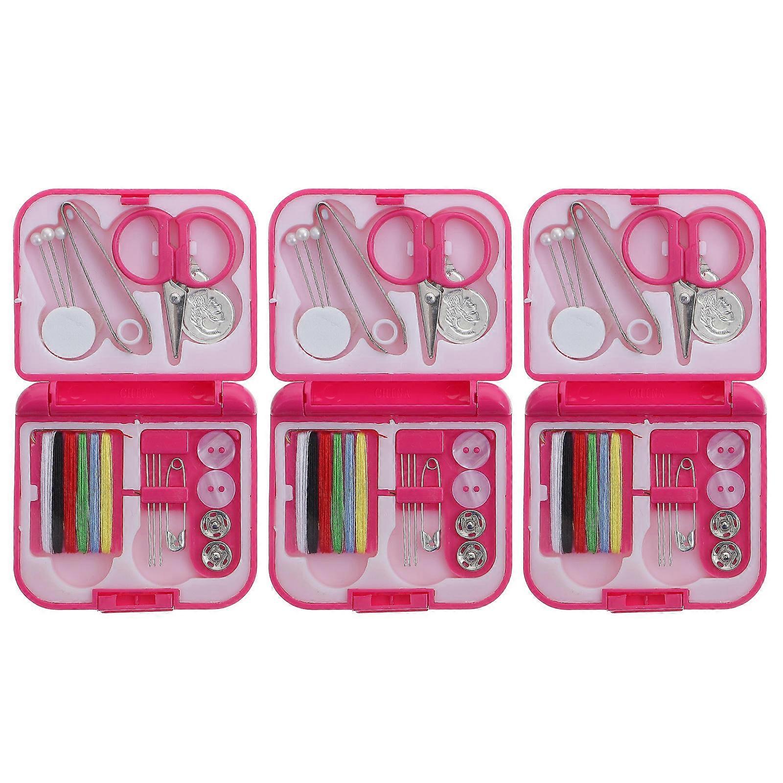 Needlework Case Basic Sewing Accessories for Storage 3 Boxes Portable Set