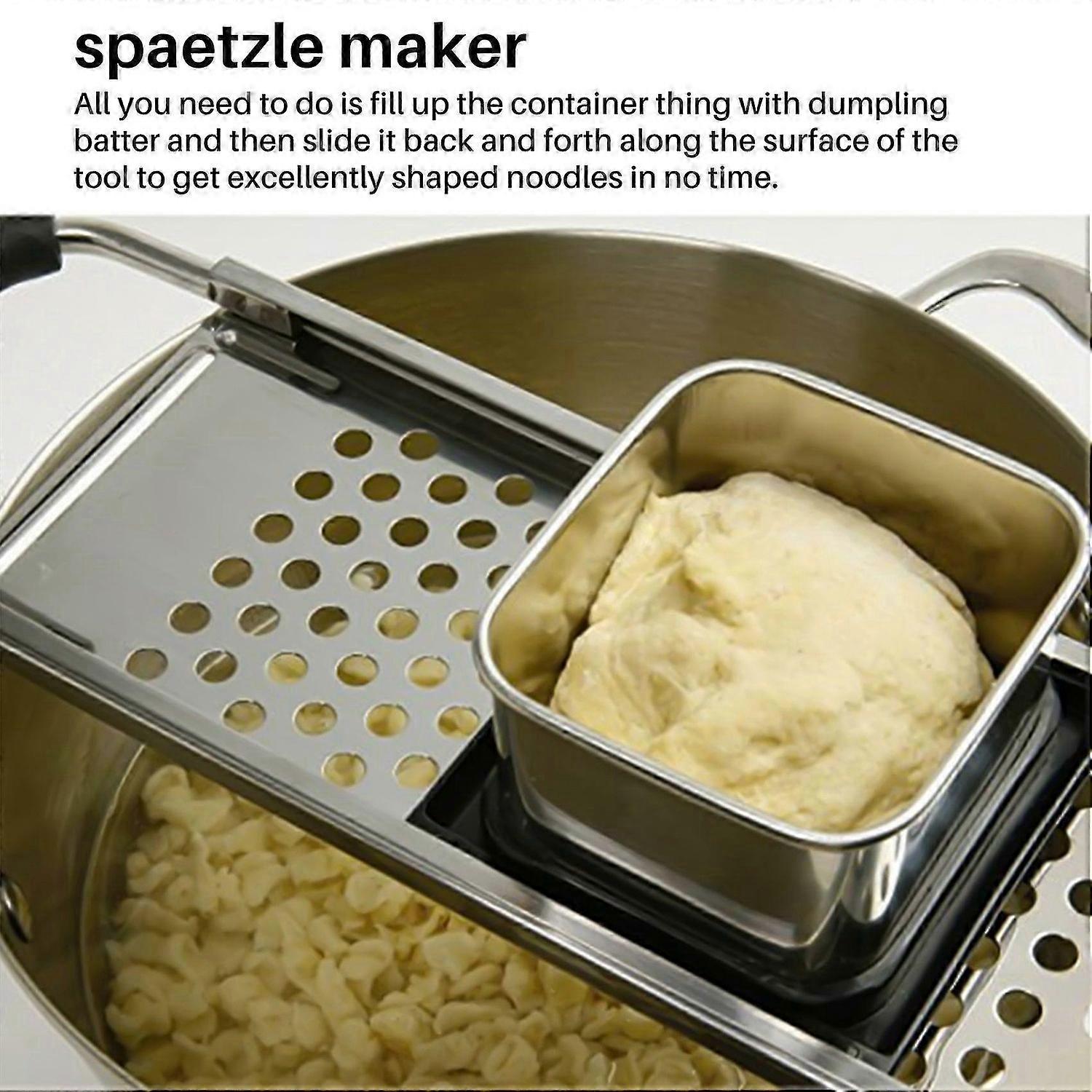 Stainless Steel Spaetzle Maker with Grip Handle for Dumpling Noodle