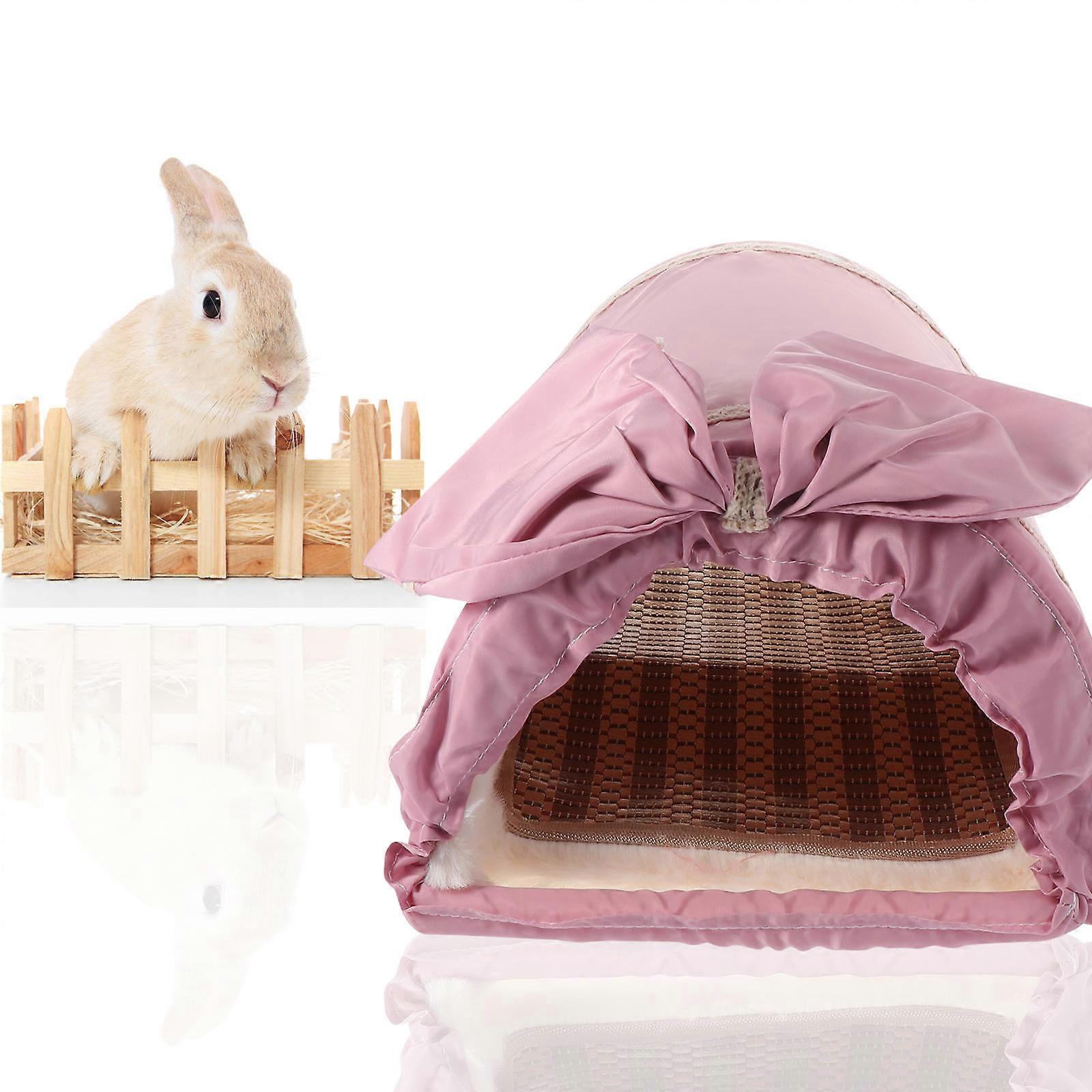 Pet Hamster Nest Comfortable Hideout with 2Pcs Pink Warm Sleeping Houses