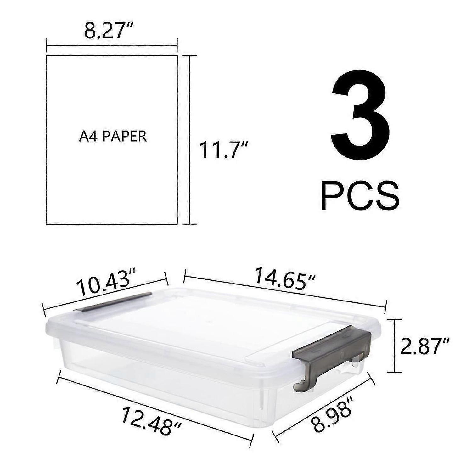 3 PCS Plastic Storage Bins with Latching Lids Portable Project Case