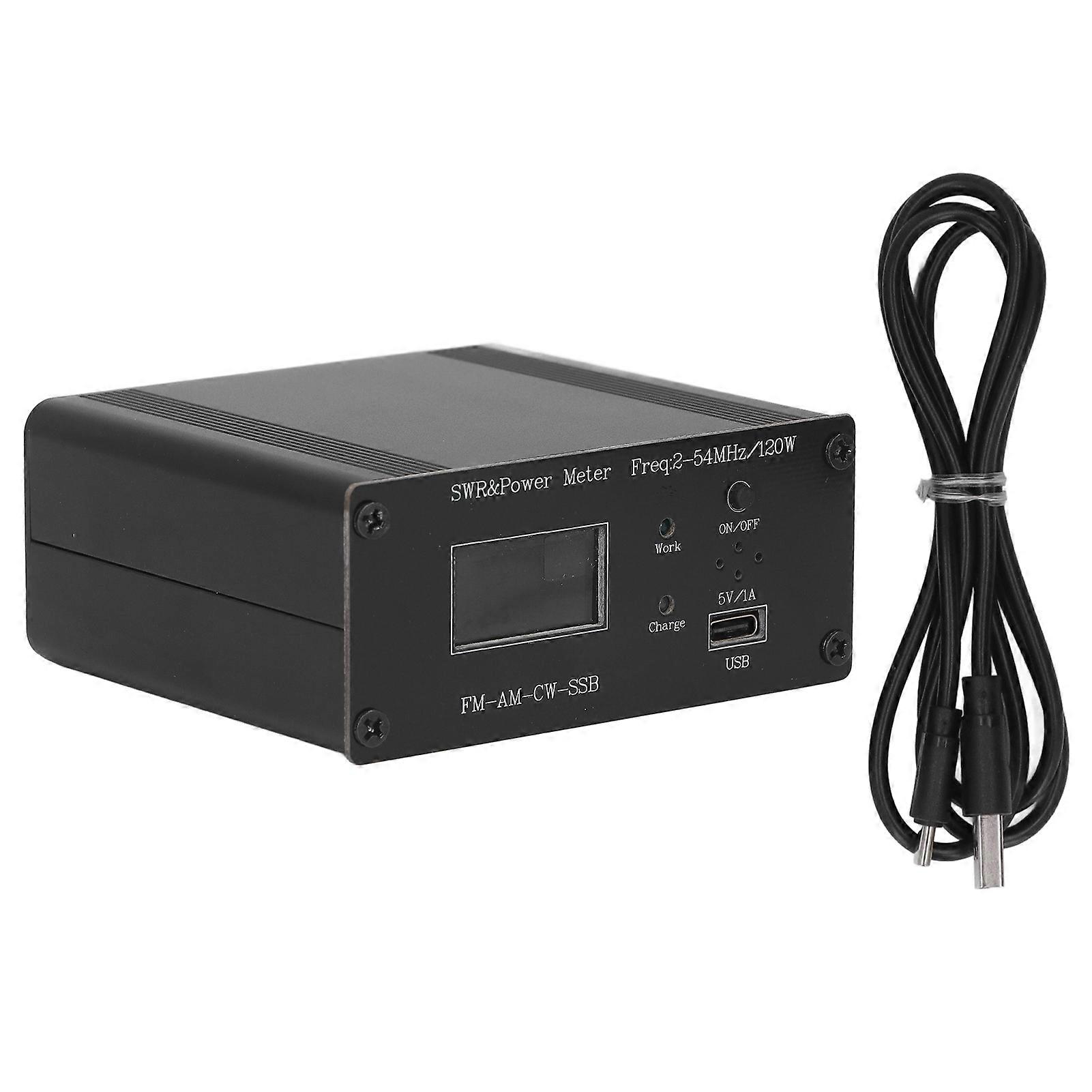 Compteur d'ondes stationnaires à affichage numérique, charge USB, wattmètre à ondes courtes HF 50 Ω 120 W