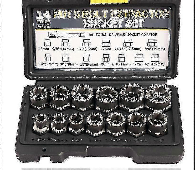 Multi-socket Screwdriver Set, Nut Extractor, Anti-thread Anti-theft Broken Nut Removal Tool, 14pcs, Silver