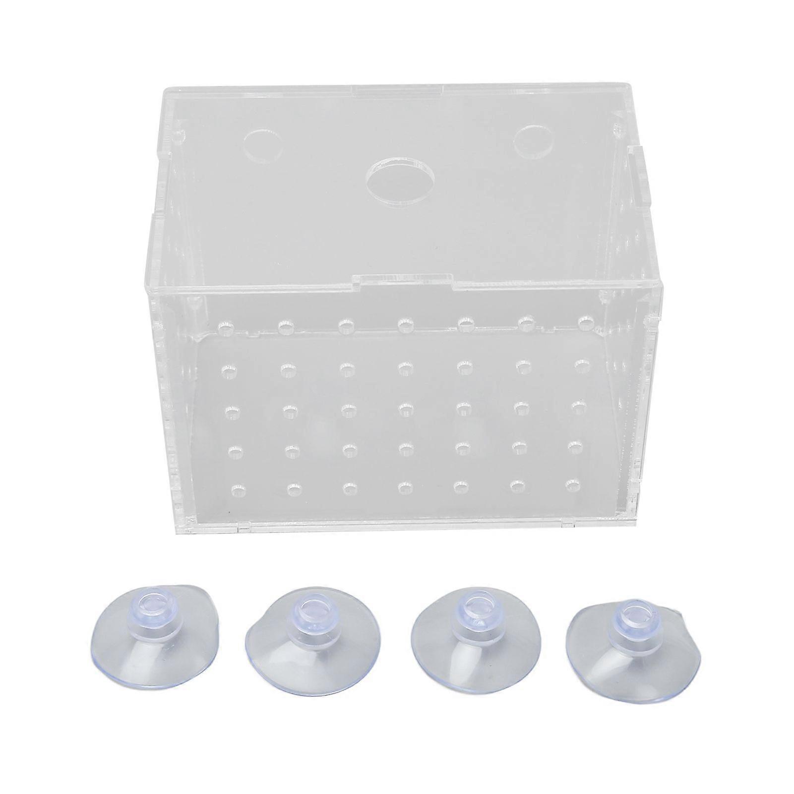 Fish Breeder Box High Transparency Acrylic Hatchery Incubator Tank with Suction Cups for Baby Fishes Shrimp Clownfish 11x7x8cm / 4.3x2.8x3.1in