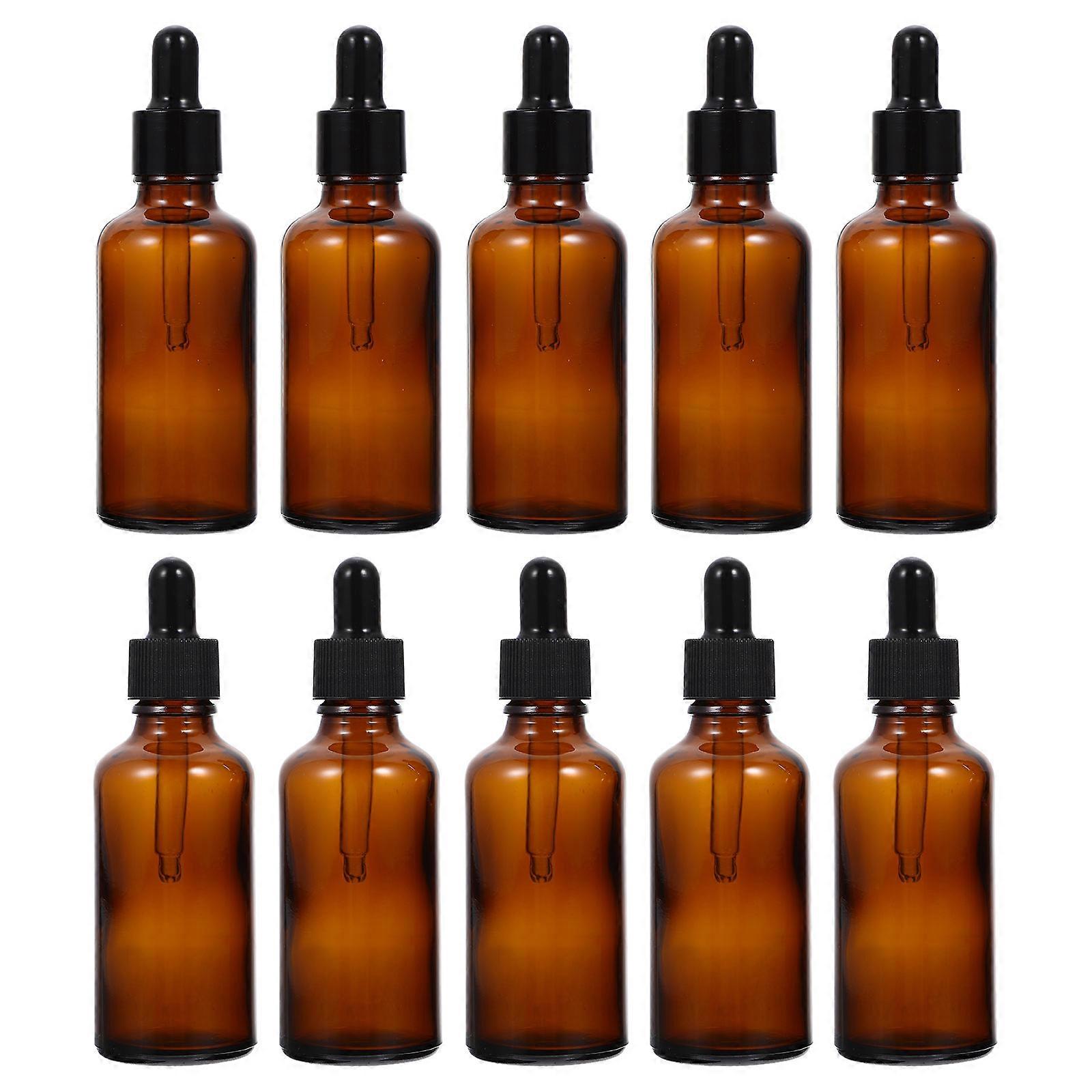 Glass Dropper Bottles for Storage 10Pcs Portable Coffee Color Bottles