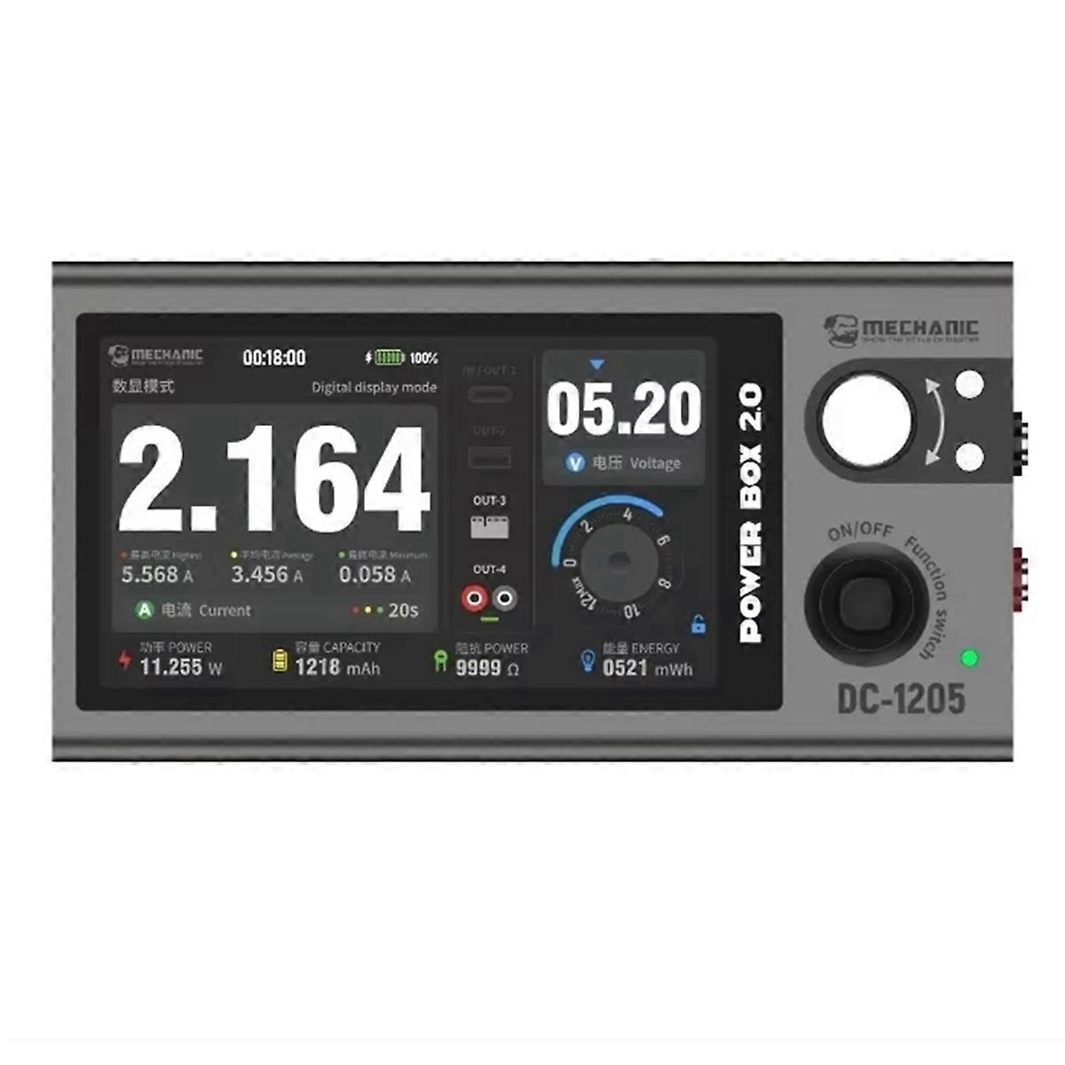 POWER BOX 2.0 Portable Adjustable Power Supply Digital /Curve / Pointer Display 12V 5A Output Built-in Battery Power