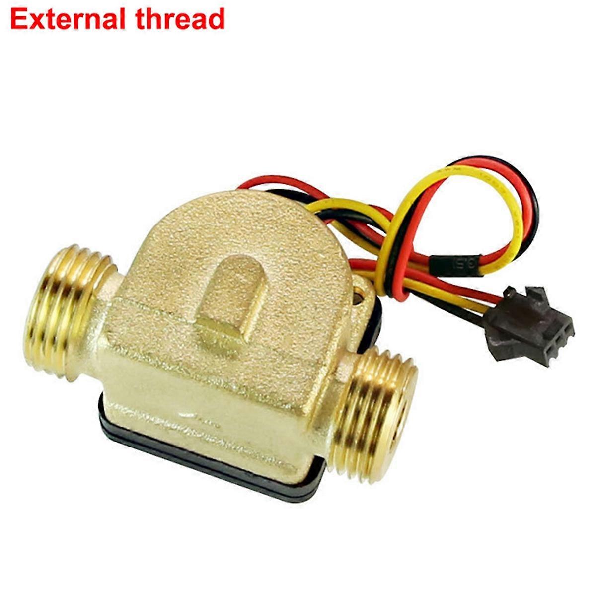 1/2in Water Flow Sensor Brass 1.75MPa Hall Sensor Turbine Pulse Flowmeter DC5-18V Used for Water Hea