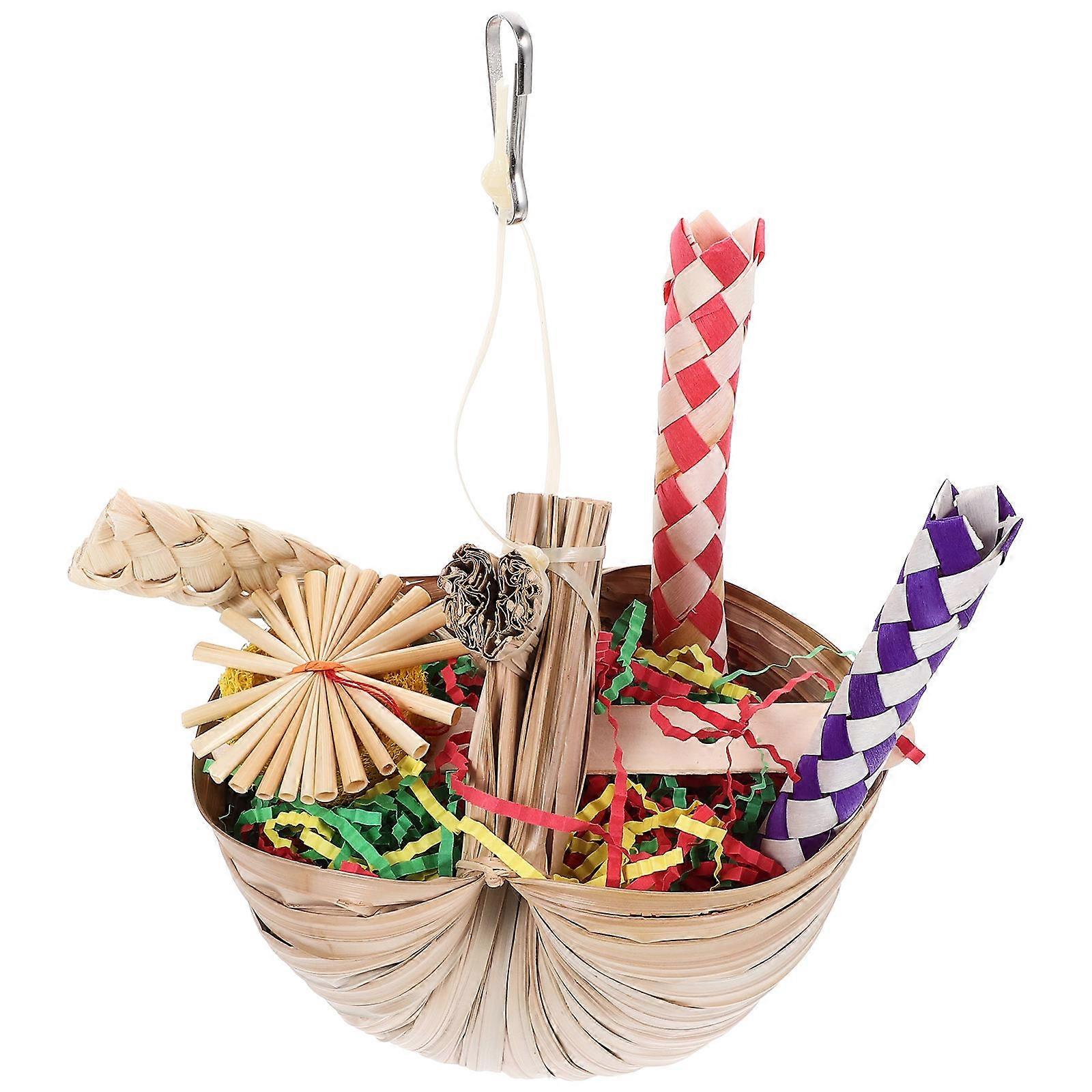 Pet Bird Chew Toy Hanging Parrot Toy Bite Resistant Wood 3Pcs Set