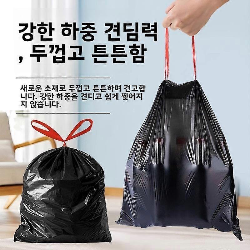 Thiened Handheld Dstring Tra Bag Kitchen Plastic Vest Bags Auatic Receptacle Bla Large Size Home Use Garbage Bags