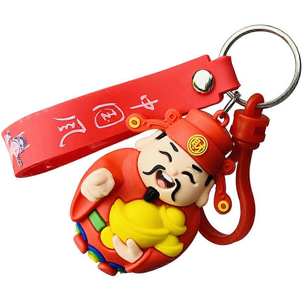 2Pcs Multi Colored God Of Fortune Shape Key Chain Pendant For Kids Adults Daily Use Ornament