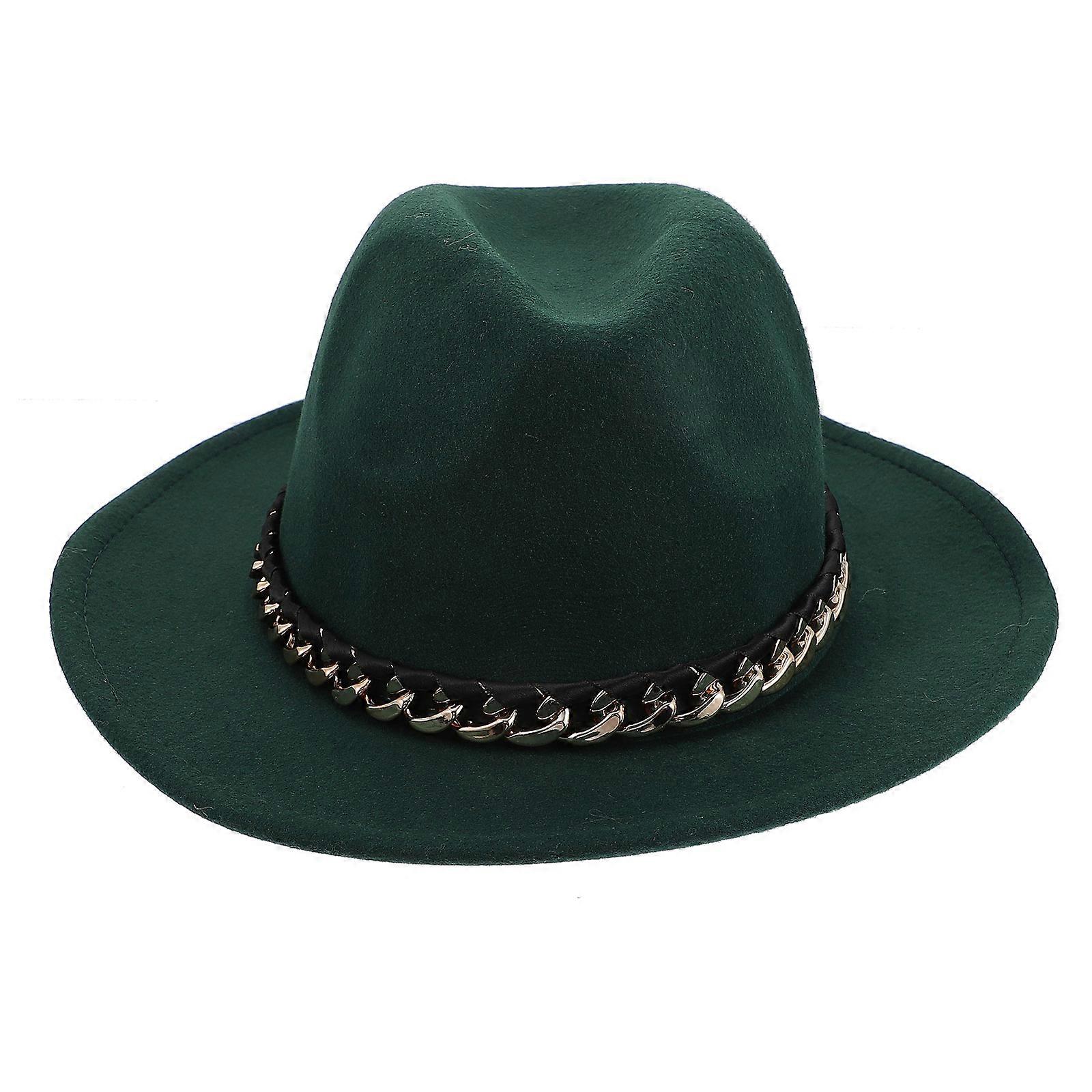 Men Jazz Hat Chain Felt Hat for Party Use 2Pcs Pack