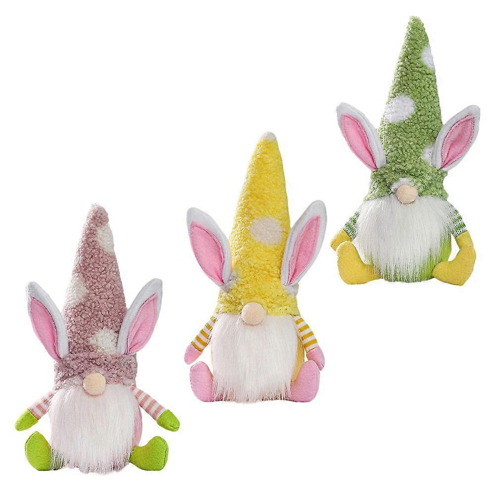 Rabbit Ear Doll Ornaments for Decor 3Pcs Easter Luminous Dolls