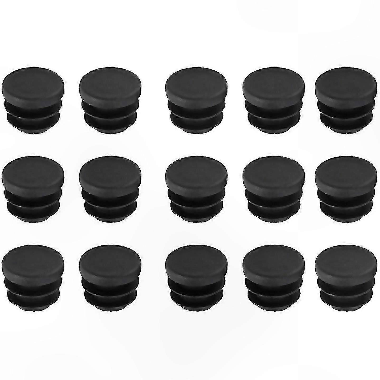 15-Pack Plastic End Caps for Round Tubes, 16mm Black Pipe Inserts