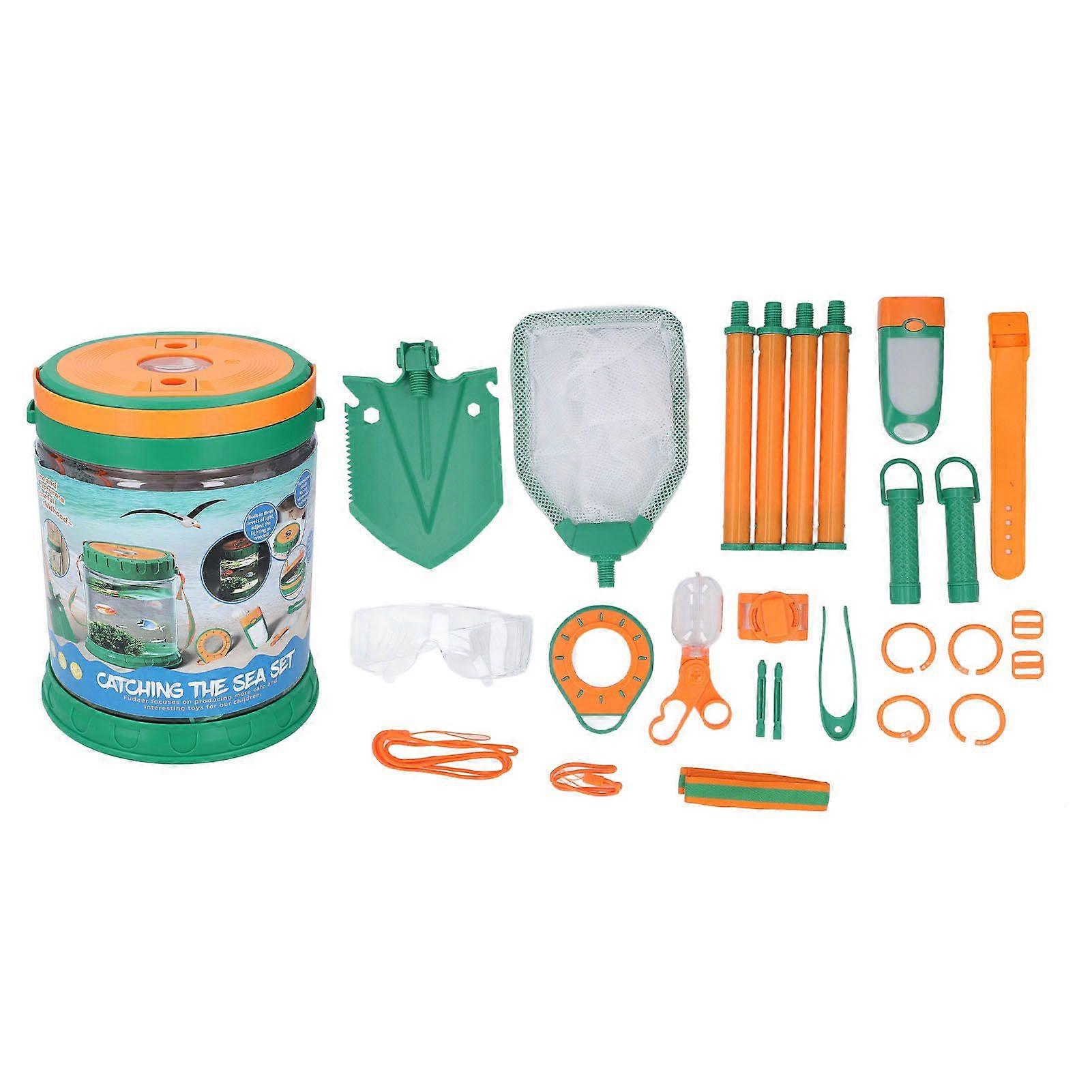 Beach Mesh Net Shovel Set Shells Collecting Portable Outdoor Explorer Kit Sand Toy for Toddler