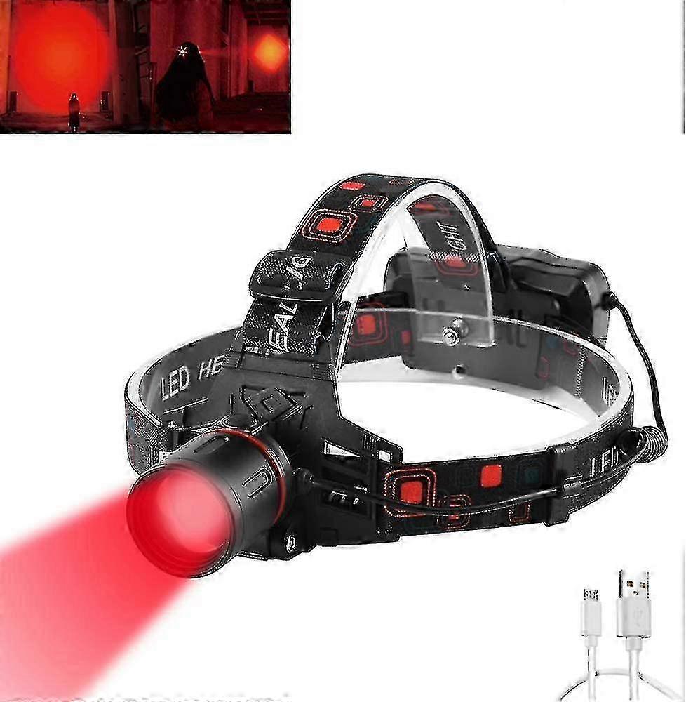 Red Rechargeable,heilwiy Led Headlamp With Red Light Hunting Headlight Red Beam Head