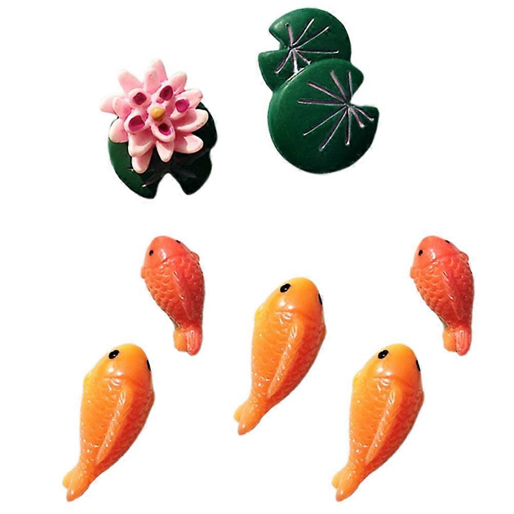 Orange Fridge Magnets Sticker Creative Pond Fish Decoration 7Pcs Kit