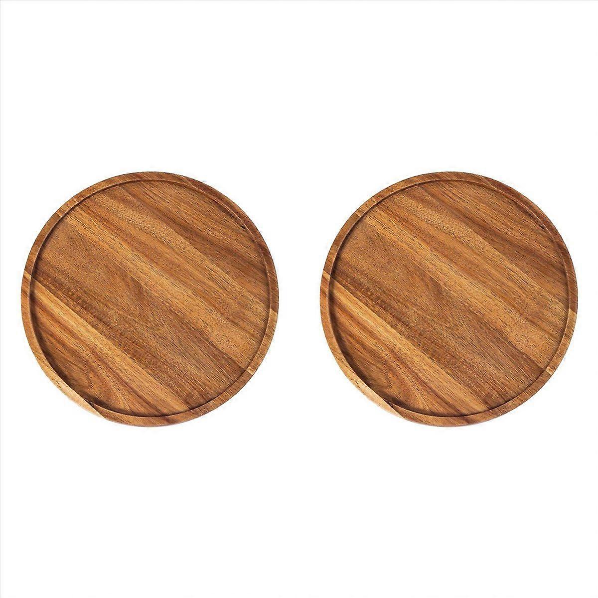 Rundes Holztablett, Serviertablett aus Holz, Servierplatte, Vorspeisenbrett, Tablett-Organizer für K