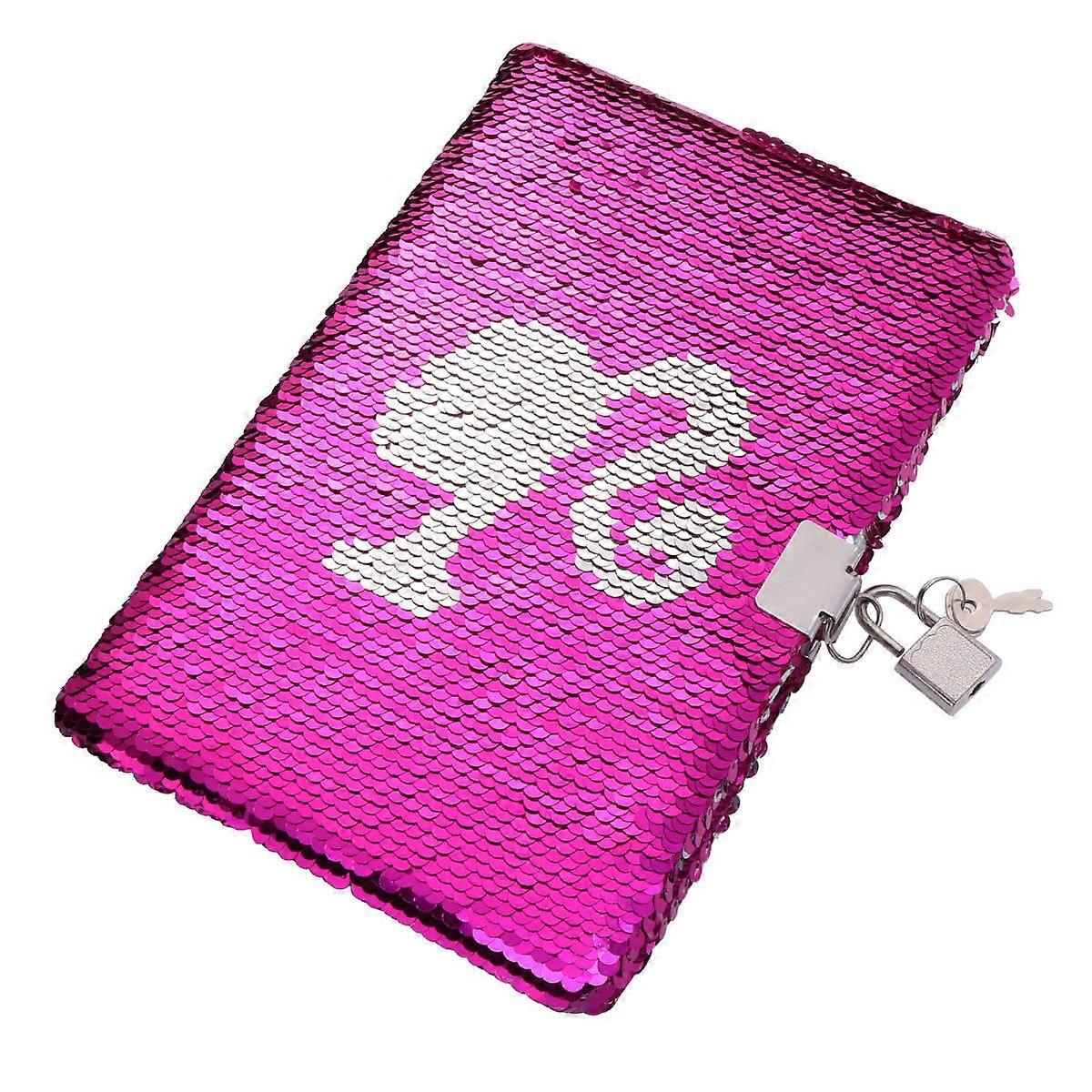 Notebook with Lock Sequin Journal Silver for Writing Organizer