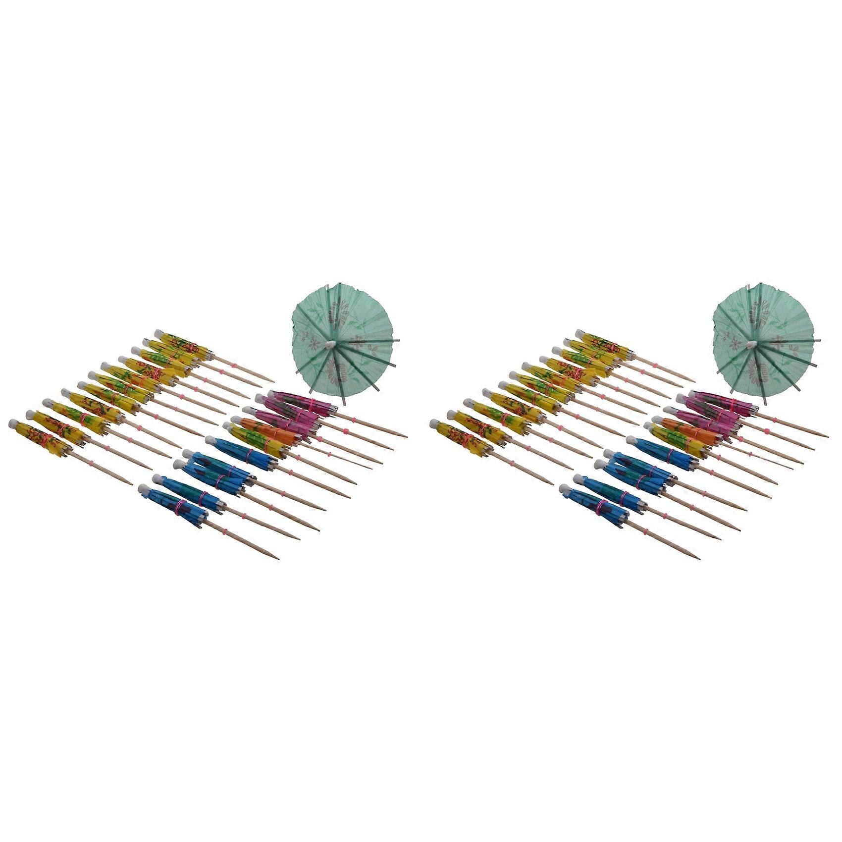 48 Mixed Paper Cocktail Umbrellas Parasols Party Drinks