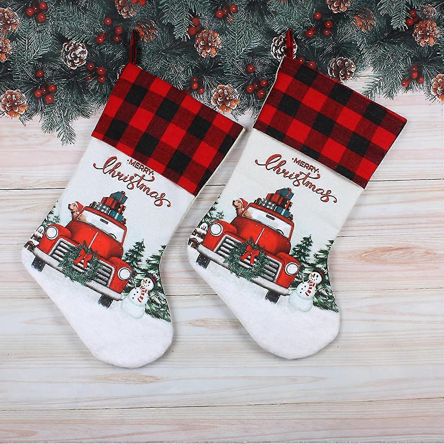 2 Pack White Christmas Stockings, 19 Inch