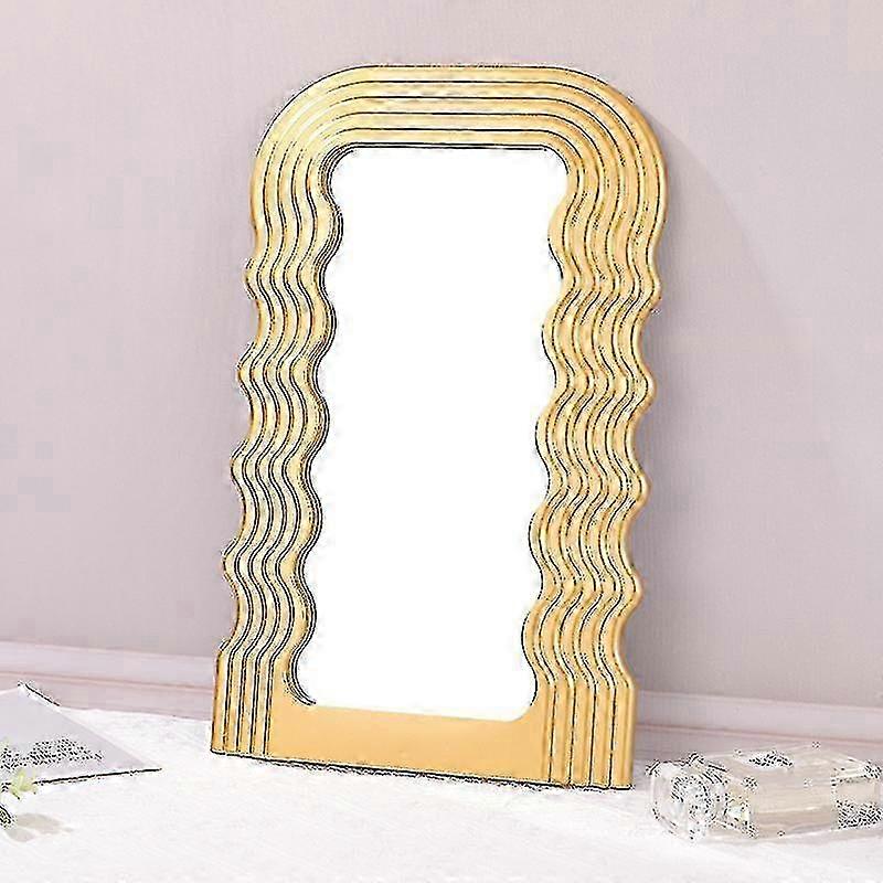clearance Aesthetic Wave Pattern Mirror with Irregular Frame for Home Decor