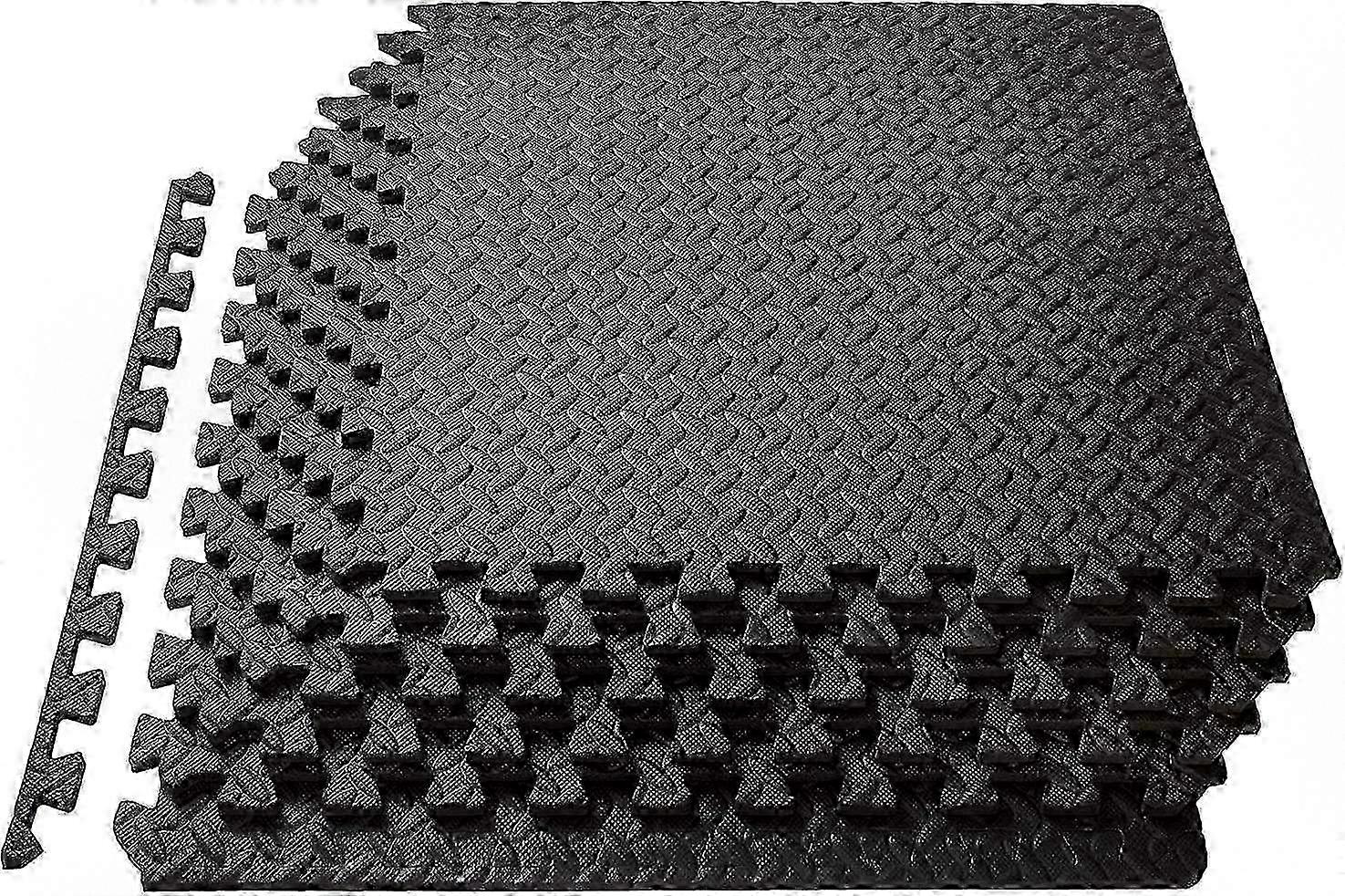 Non-Toxic Foam Floor Tiles 10-Piece Set with Edges 30cm X 30cm Exercise Mat for Fitness, Home Gym, and Garage