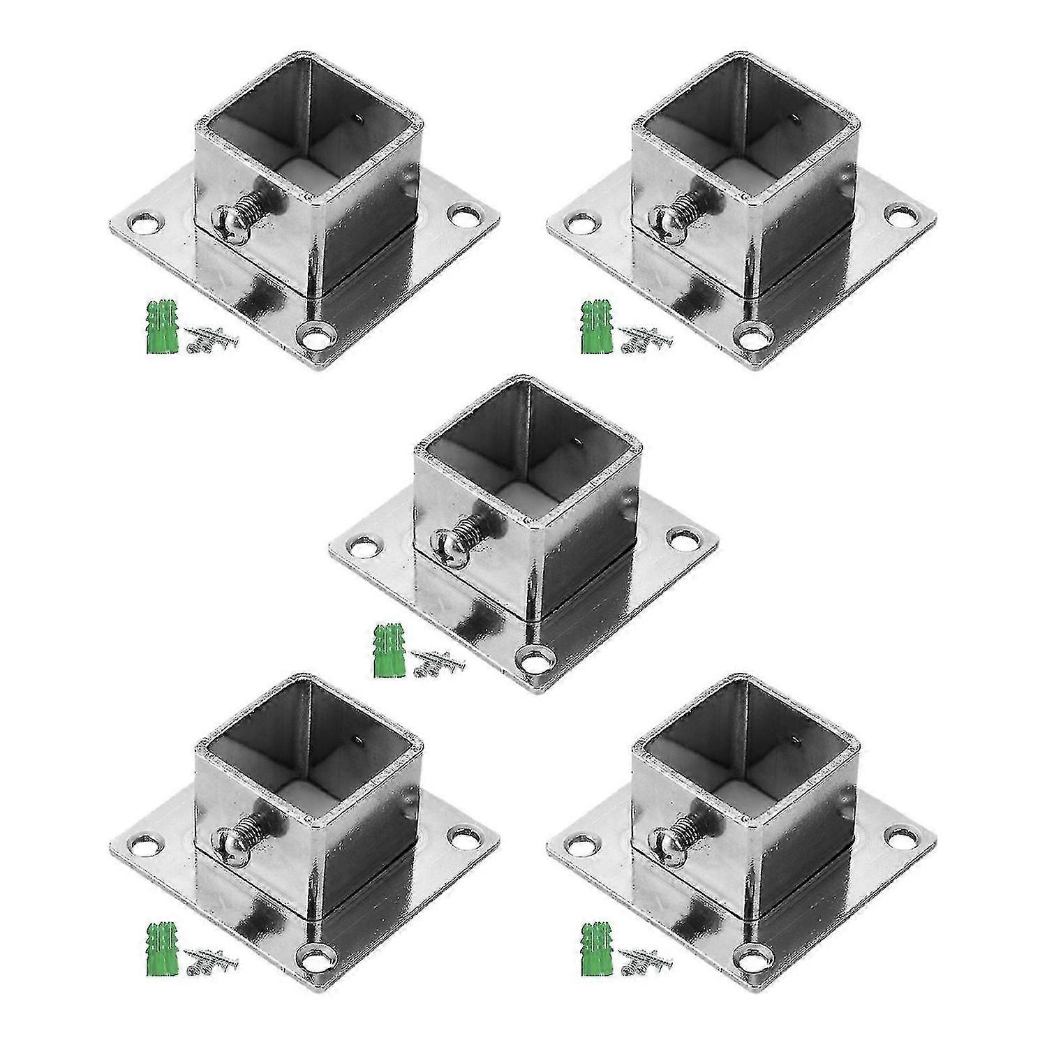 5Pcs Square Post Flange Heavy Duty Support Floor Post Flange Fence Post Bas