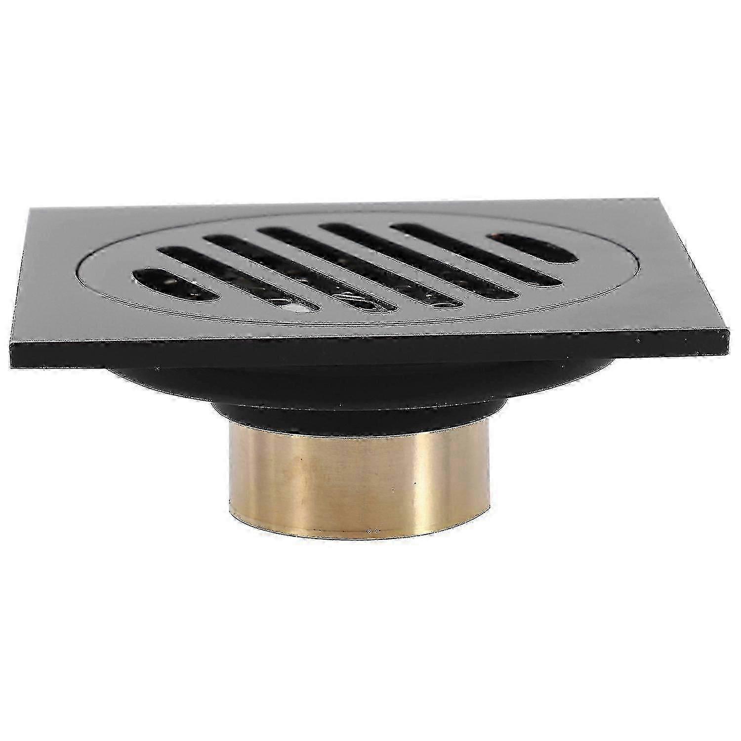 4 Inch Square Shower Drain With Removable Cover Grate Matte Black hwySH