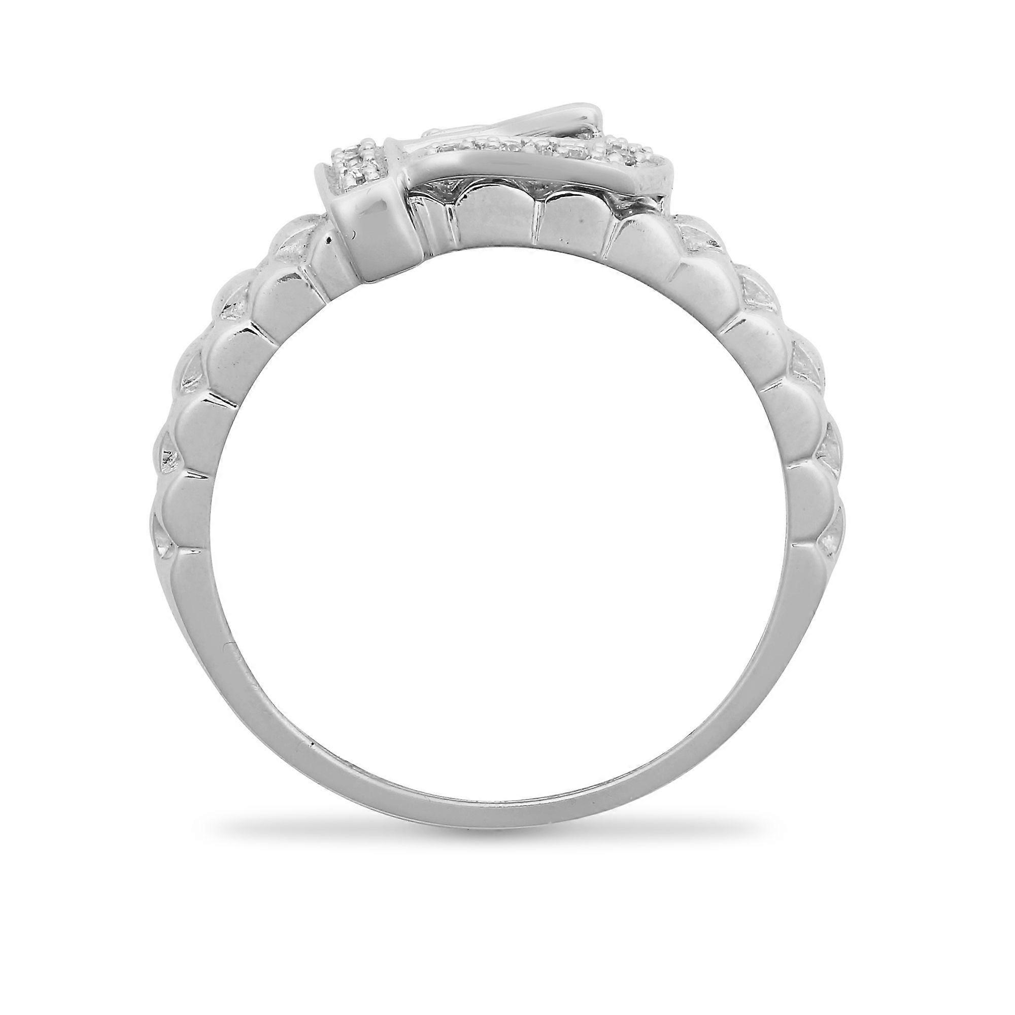 Jewelco London 男士实心 9 克拉白金密镶圆形 J SI 0.15 克拉钻石皮带扣环 11 毫米