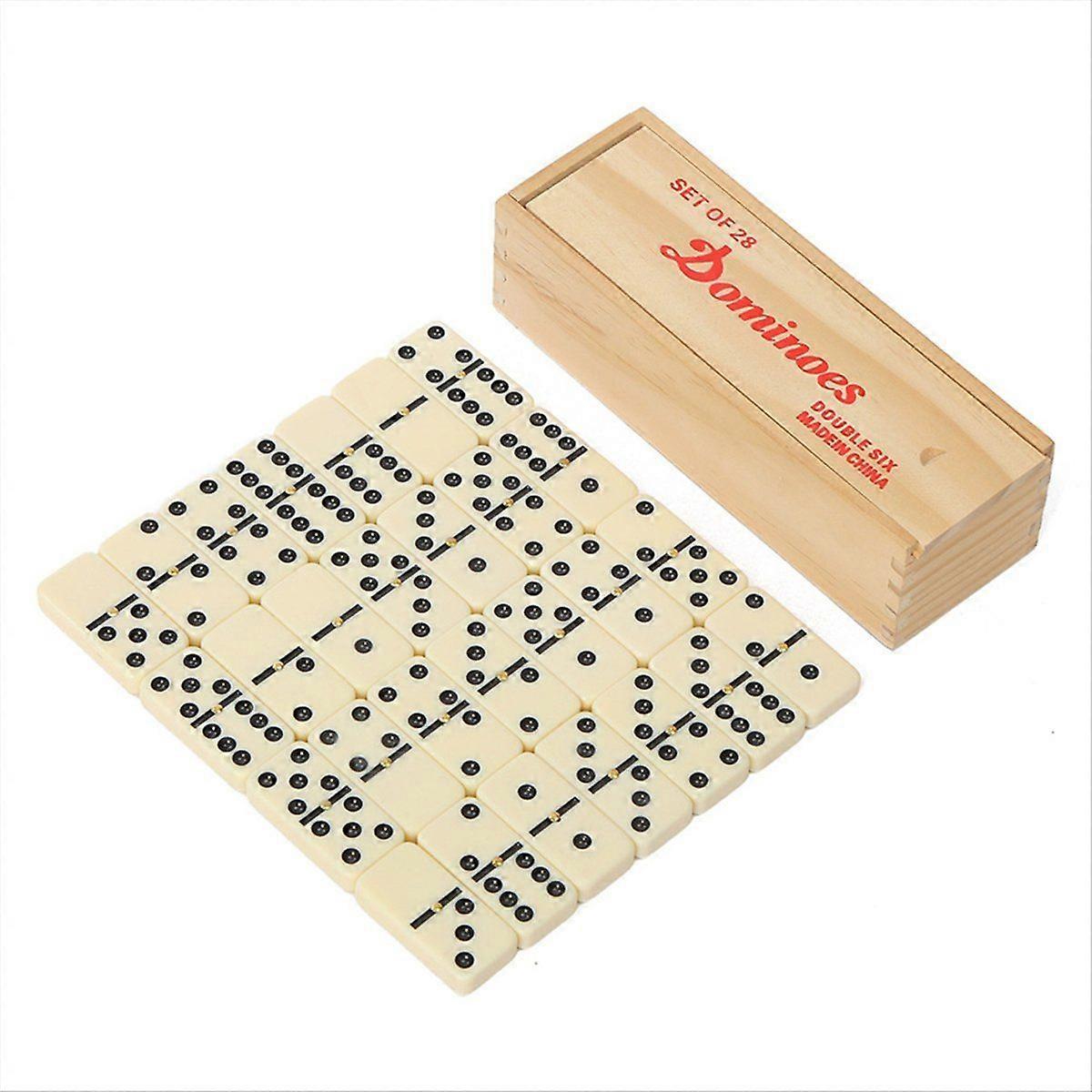 28 PCS Dominoes Set for Adults Classical Double 6 Dominos Game Set with Wood Case 2-4 Players