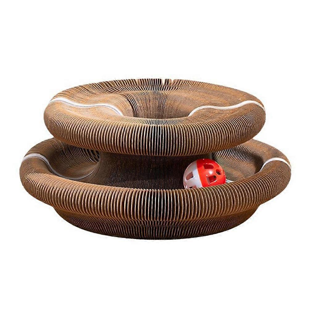 Foldable Cat Scratching Board with Toy Ball Interactive Corrugated Paper Toy for Clawing Playing and Stress Relief