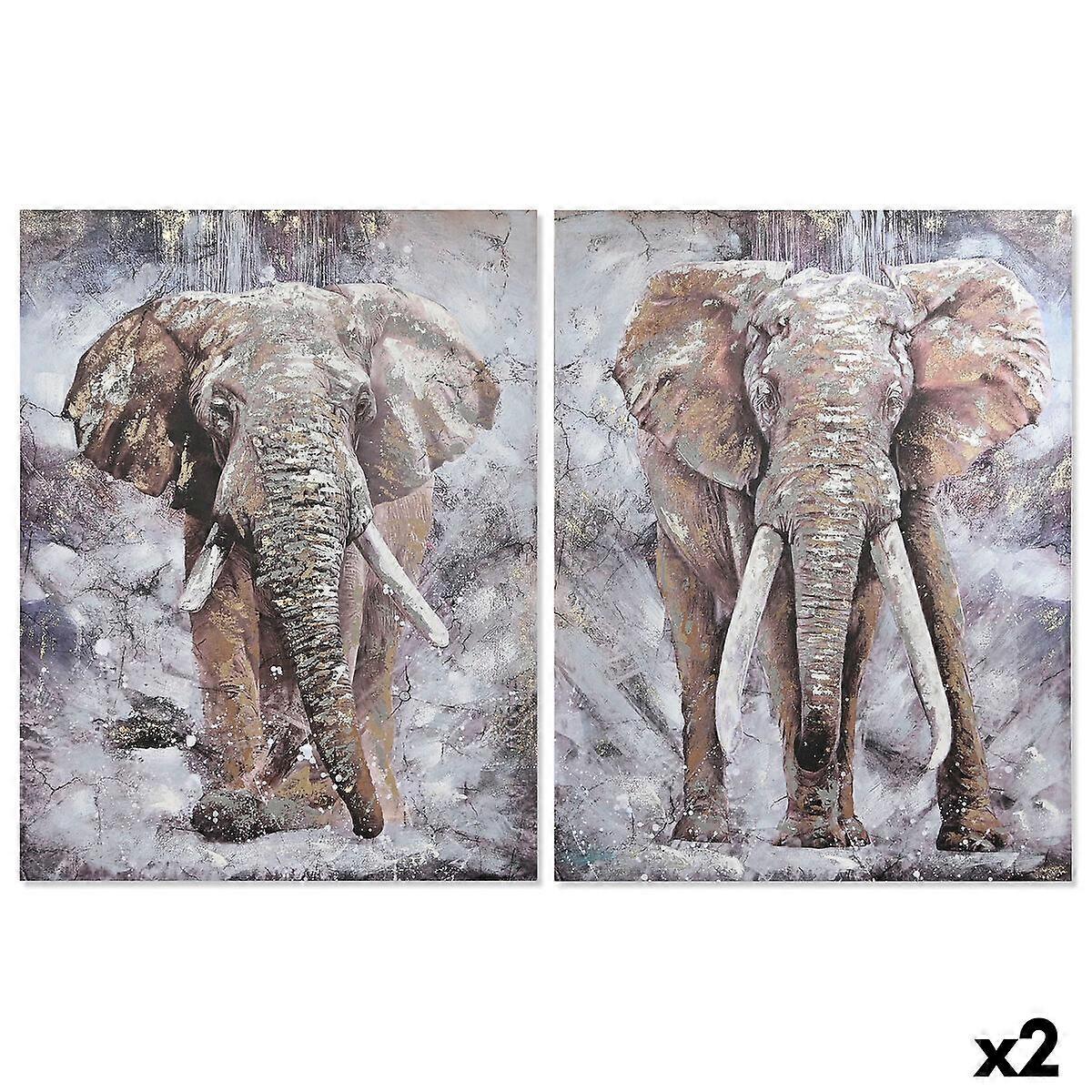 Canvas Home ESPRIT Grey Elephant Colonial 90 x 3 x 120 cm (2 Units)