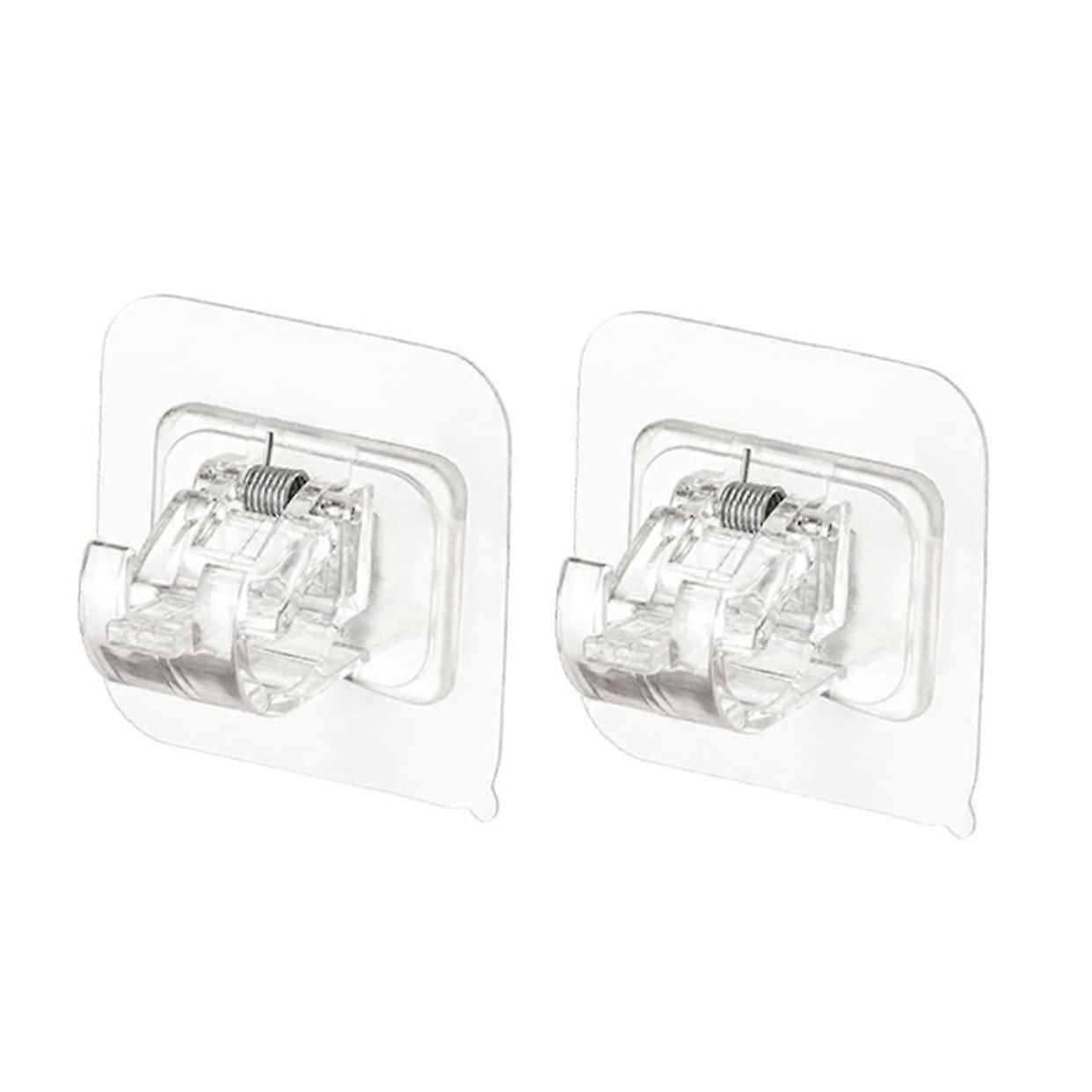 Curtain Rod Hooks 2Pack SelfAdhesive ABS Punch WallMount Clips For Home Kitchen Bathroom